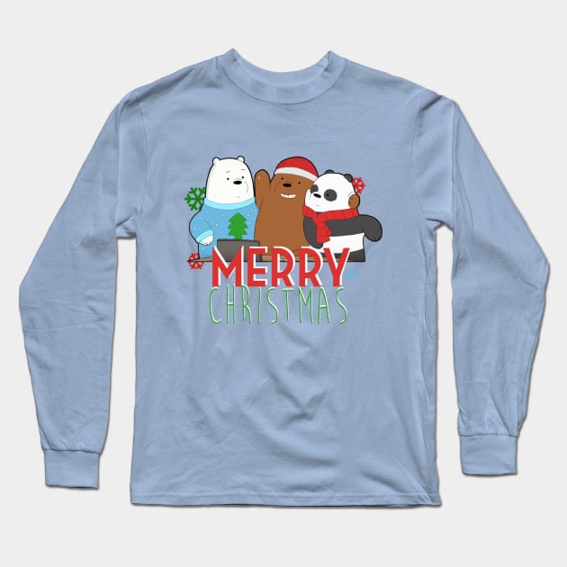 Merry Christmas Bears Long Sleeve T-Shirt by Orimi91